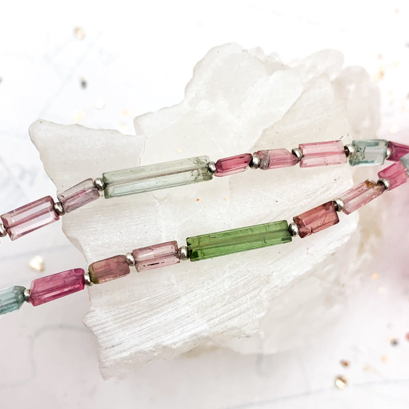 Tourmaline Tube Gemstone Bead Strand