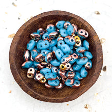 Load image into Gallery viewer, Blue Turquoise Superduo 2-Hole Seed Bead Tube
