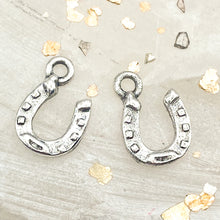 Load image into Gallery viewer, Antique Silver Tiny Horseshoe Charm Pair
