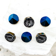 Load image into Gallery viewer, 7.5mm Metallic Blue 2-Hole Round Premium Crystal Spike Set - 6 Pcs - Doorbuster
