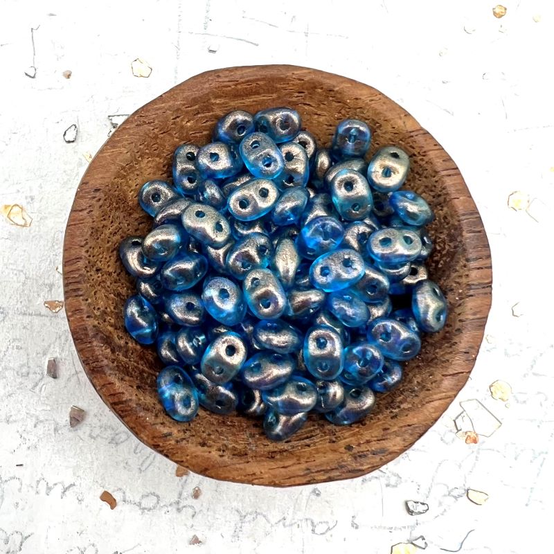 Azurite Halo Superduo 2-Hole Seed Bead Tube