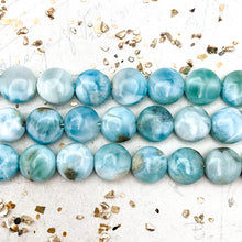 Load image into Gallery viewer, 12mm Larimar Coin Stone Bead Strand
