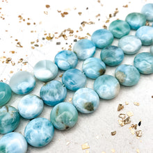 Load image into Gallery viewer, 12mm Larimar Coin Stone Bead Strand
