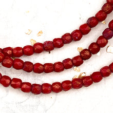 Load image into Gallery viewer, 3mm Red with an Etched Finish and Pink Wash Faceted Round Fire-Polished Bead Strand
