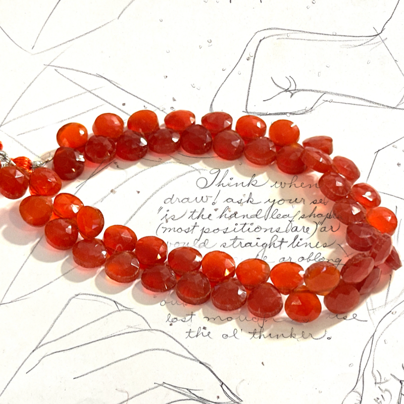 Carnelian Gemstone Teardrop Bead Strand