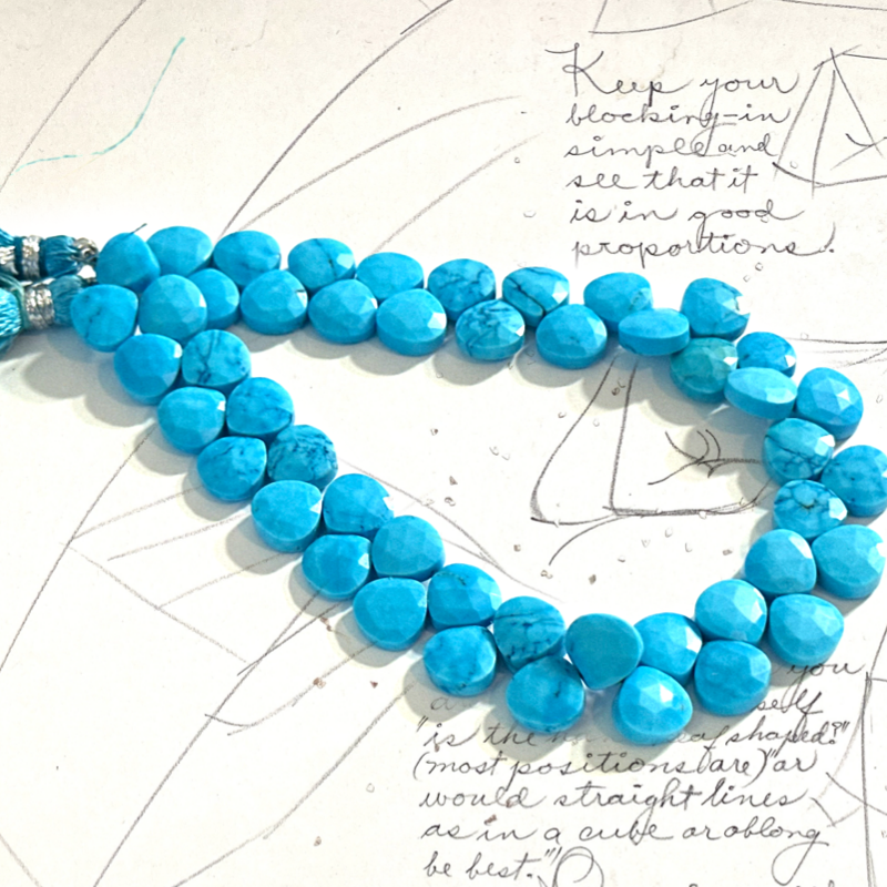 Turquoise Howlite Gemstone Teardrop Bead Strand