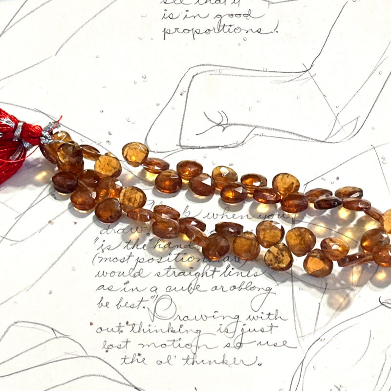 Red Hessonite Gemstone Teardrop Bead Strand