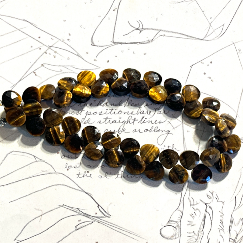 Tiger Eye Gemstone Teardrop Bead Strand