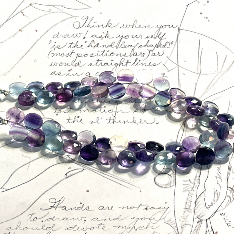 Fluorite Gemstone Teardrop Bead Strand