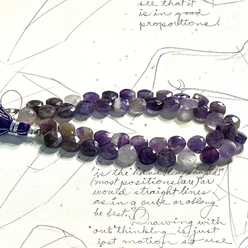 Amethyst Gemstone Teardrop Bead Strand