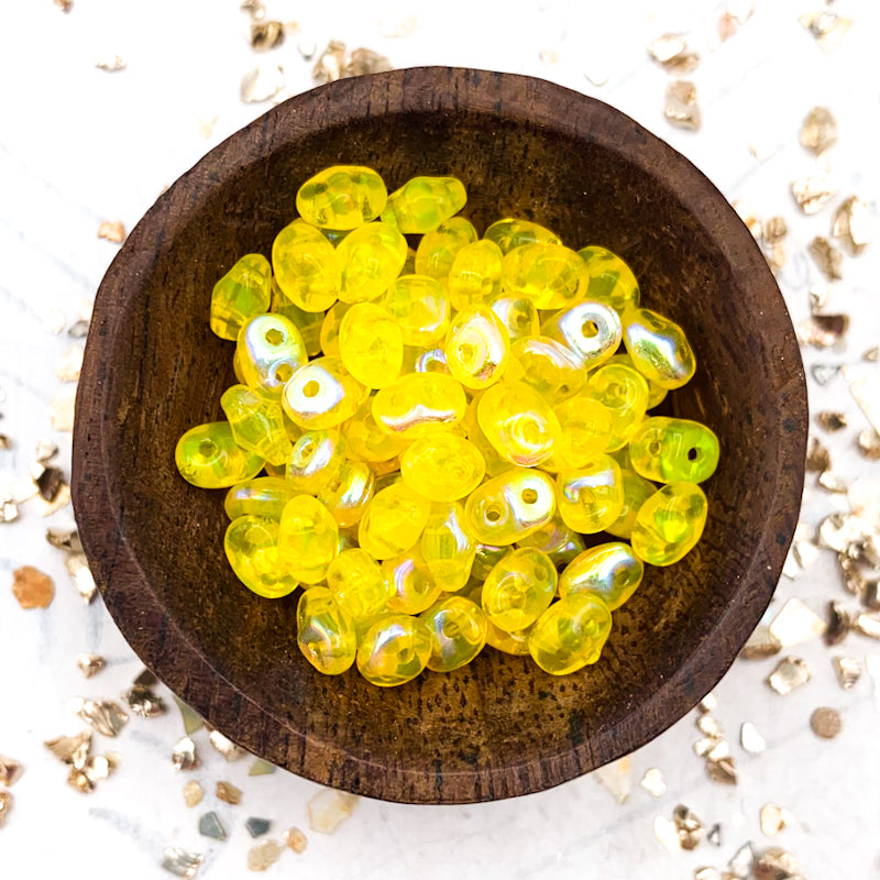 2.5x5mm Sunshine Yellow Amber Superduo 2 Hole Beads