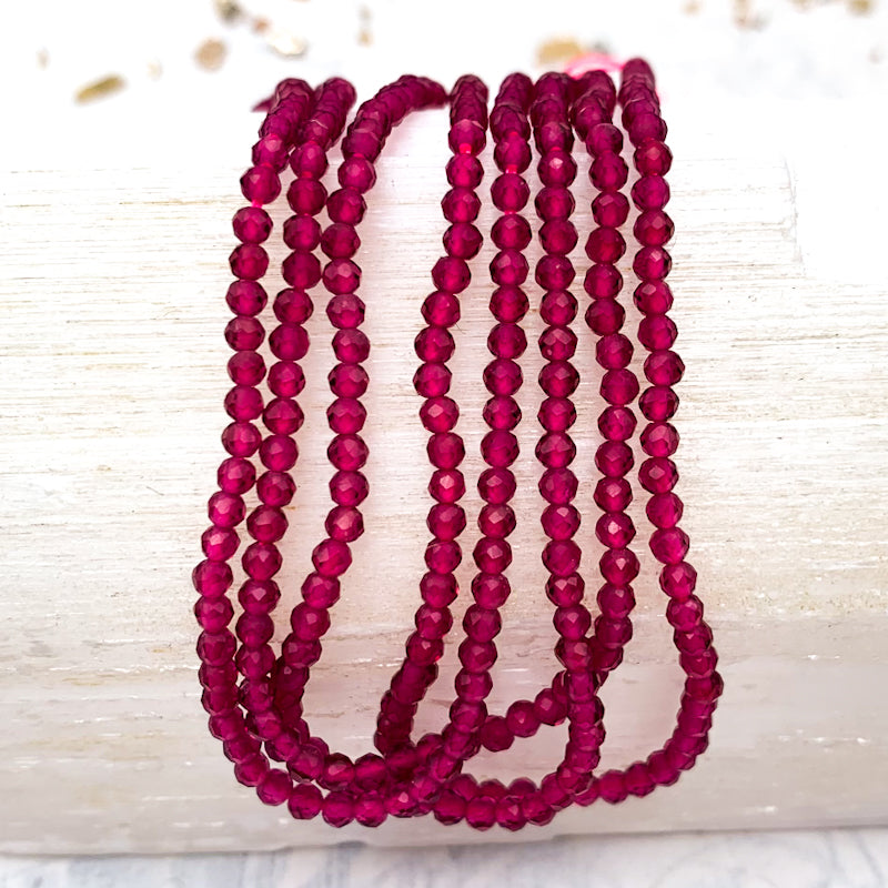 Fuchsia Tiny Crystal Bead Strand