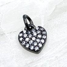 Load image into Gallery viewer, Small Gunmetal Pave Heart Charm

