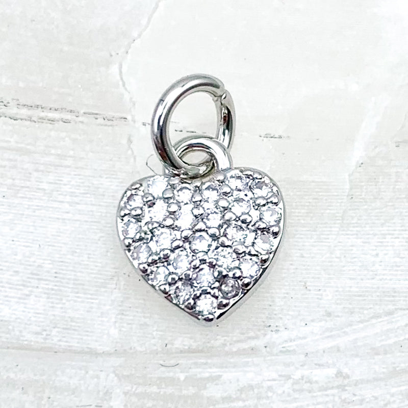 Small Silver Pave Heart Charm