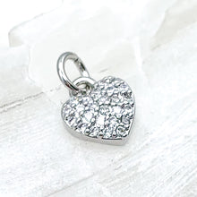 Load image into Gallery viewer, Small Silver Pave Heart Charm
