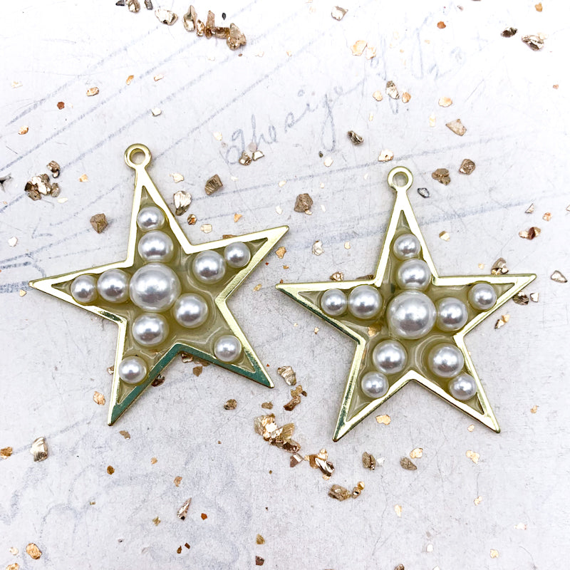 Pop of Pearl Star Charm Pair