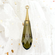 Load image into Gallery viewer, 31.5mm Smoky Quartz Pure Drop with Gold Cap Premium Crystal Charm Pendant
