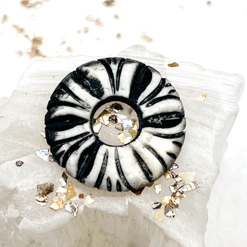 Natural Etched Flower Donut Bead