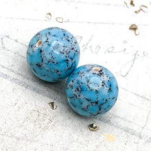 Load image into Gallery viewer, Large Blue Bead with Hand Painted Babies Breath Flower Pairs - Paris Find
