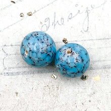 Load image into Gallery viewer, Large Blue Bead with Hand Painted Babies Breath Flower Pairs - Paris Find

