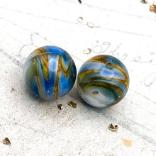 Load image into Gallery viewer, Day 6 Blue Marbled Bead Pairs - Paris Find
