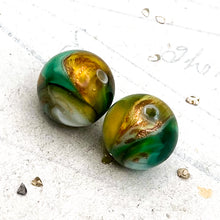 Load image into Gallery viewer, Day 6 Green Marbled Bead Pairs - Paris Find
