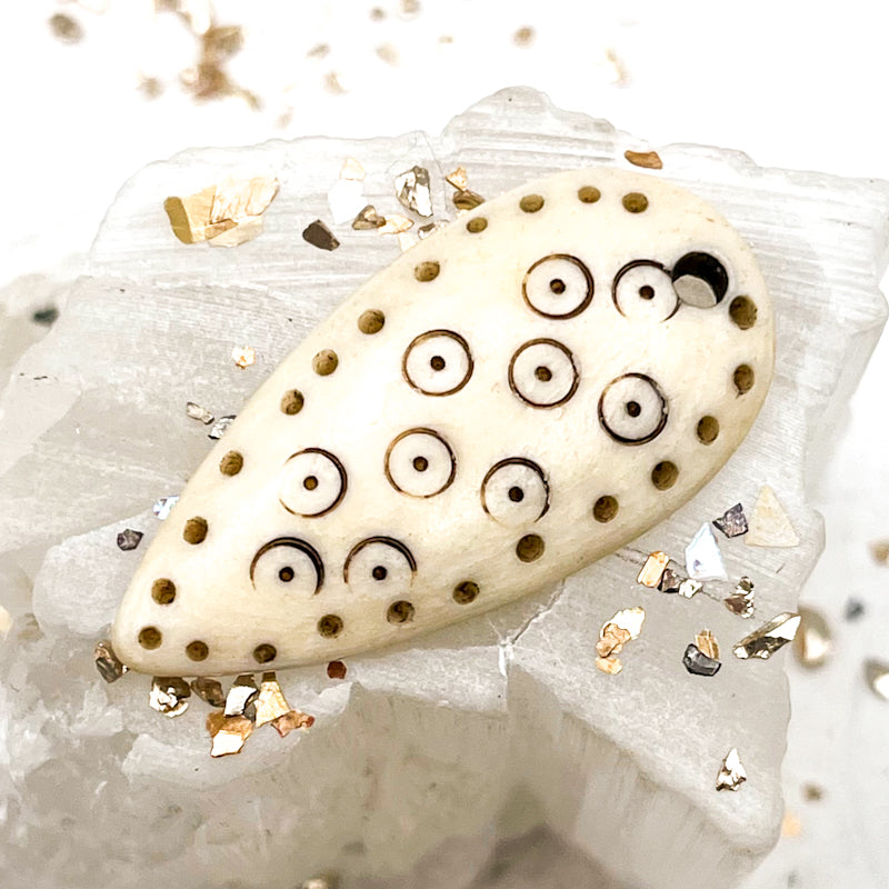 Natural Etched Bone Bead with Holes