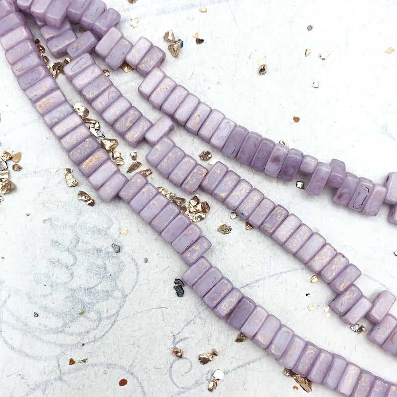 3x6mm Lovely Lavender 2-Hole Brick Bead Strand