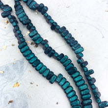 Load image into Gallery viewer, 3x6mm Metallic Teal 2-Hole Brick Bead Strand
