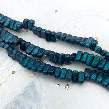 Load image into Gallery viewer, 3x6mm Metallic Teal 2-Hole Brick Bead Strand
