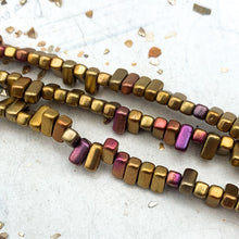 Load image into Gallery viewer, 3x6mm Metallic Iris Mix 2-Hole Brick Bead Strand
