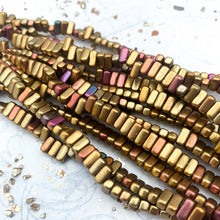 Load image into Gallery viewer, 3x6mm Metallic Iris Mix 2-Hole Brick Bead Strand
