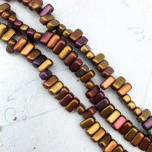 Load image into Gallery viewer, 3x6mm Copper Metallic Mix 2-Hole Brick Bead Strand
