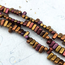 Load image into Gallery viewer, 3x6mm Copper Metallic Mix 2-Hole Brick Bead Strand
