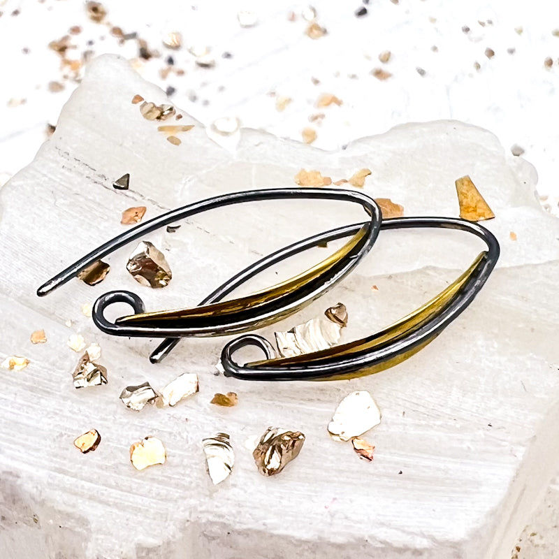 Sterling Almond Mixed Metal Ear Wire Pair