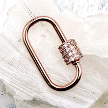 Load image into Gallery viewer, Rose Gold Rhinestone Screw Carabiner Clasp
