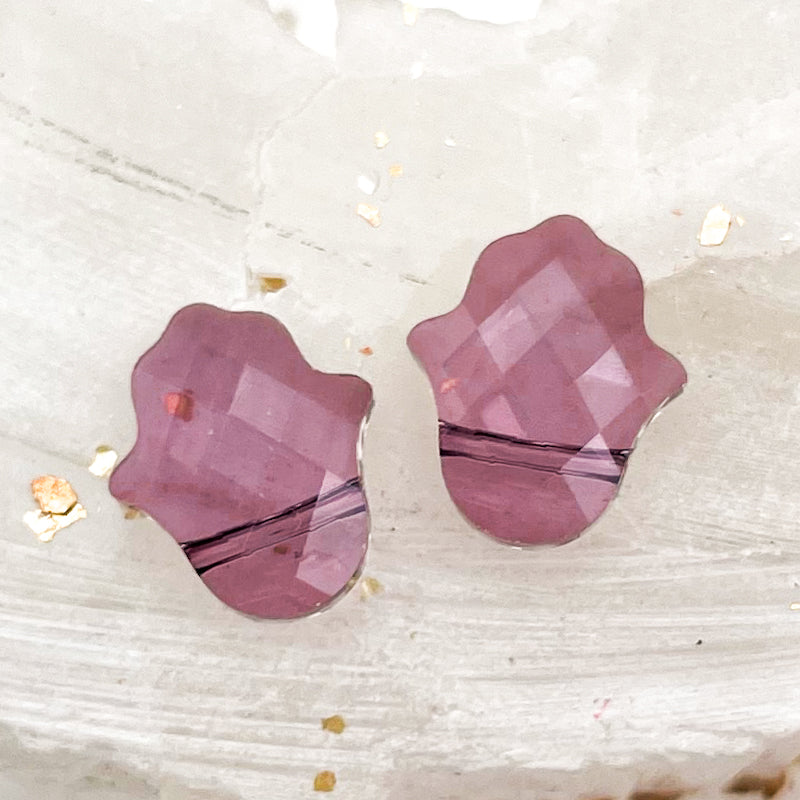 Antique Pink Fatima Hand Pendant Pair