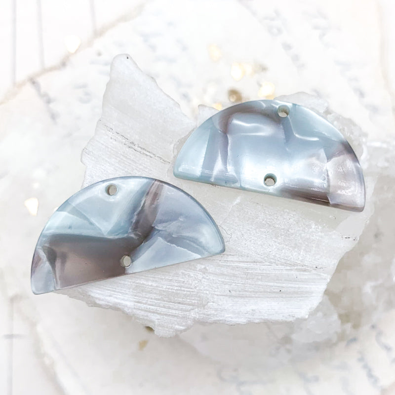 Iceberg Half Circle Pendant Connector Earring Pair - Paris Find