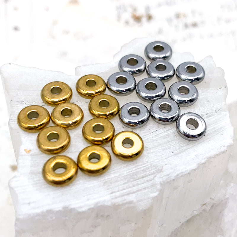 Silver and Gold Disc Bead Mix for Leather