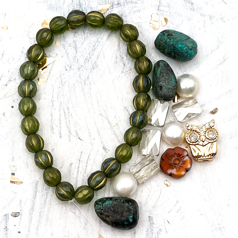 Golden Owls' Olive Nest Bead Kit