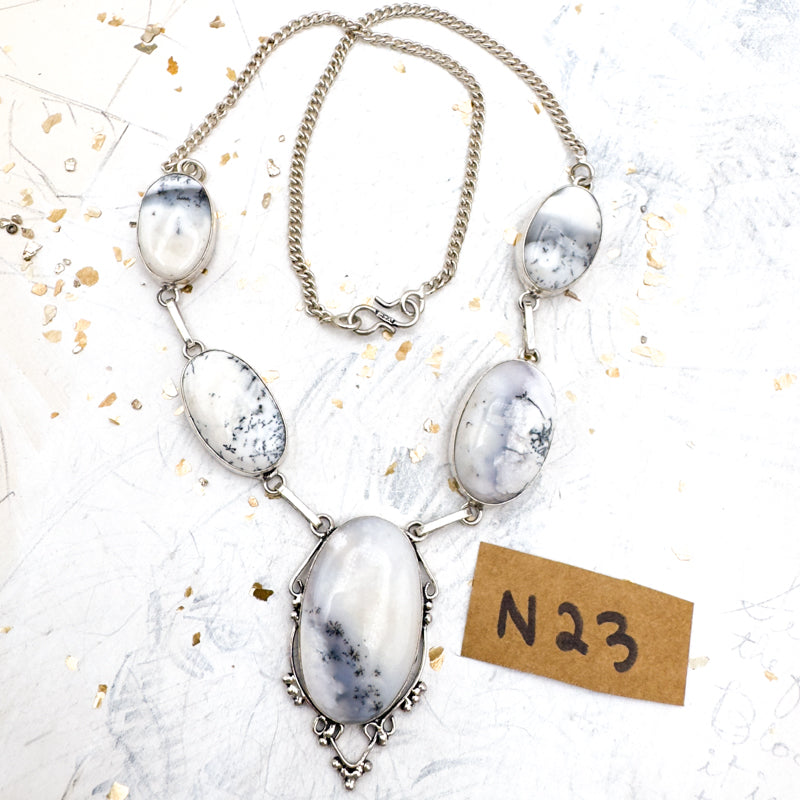 Snowy Forest Oval Necklace