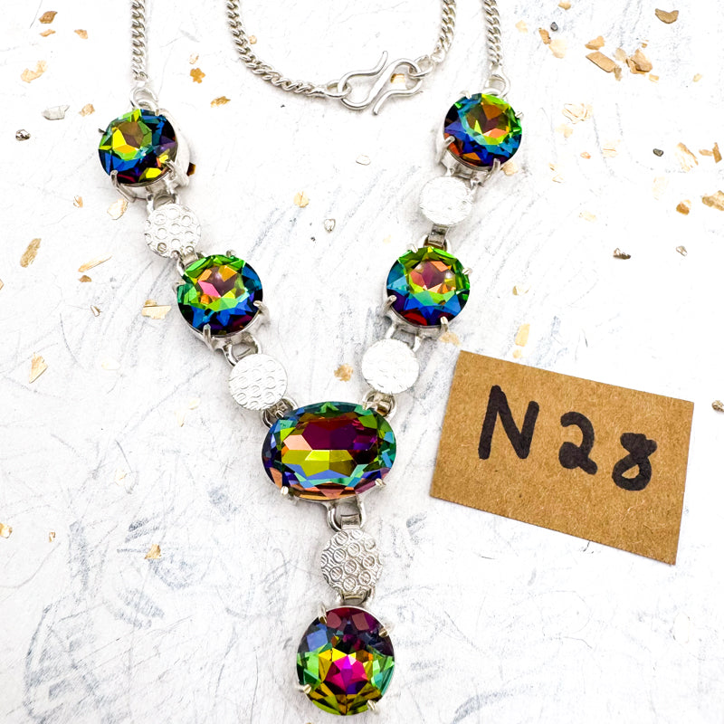 Faceted Rainbow Drops Necklace