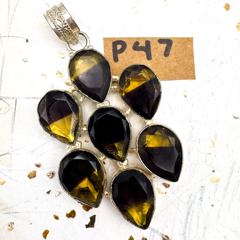 Amethyst & Gold Teardrop Pendant