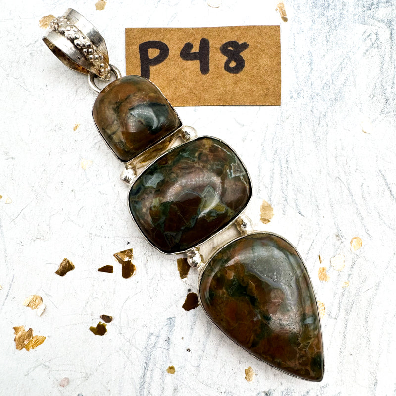 Triple Stack Brown Marble Pendant