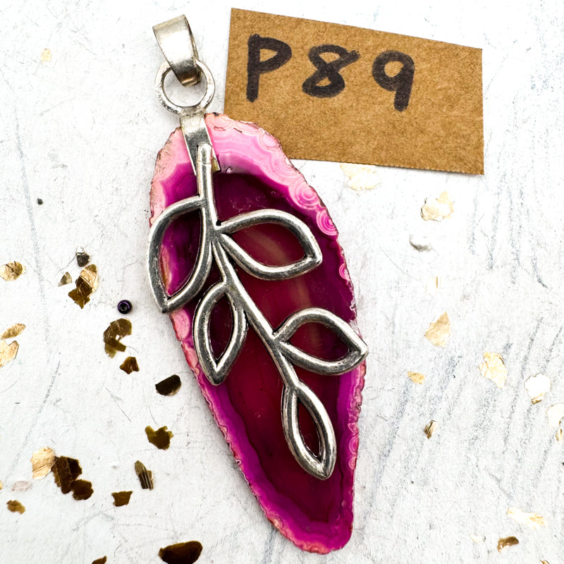 Fuschia Slate Flower Pendant