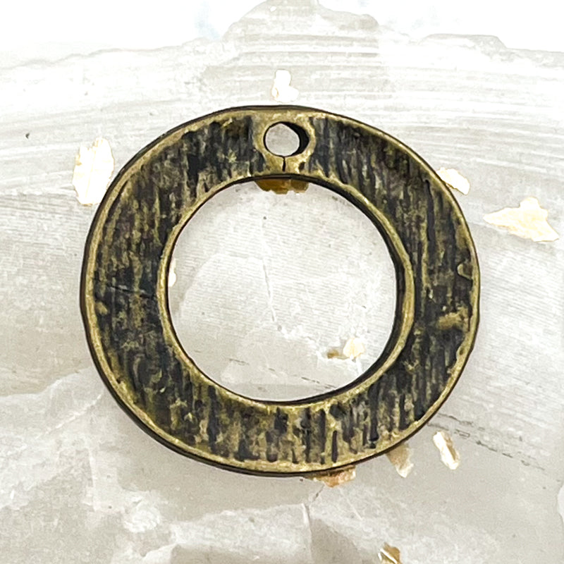 23mm Antique Bronze Plated Circle Metal Charm