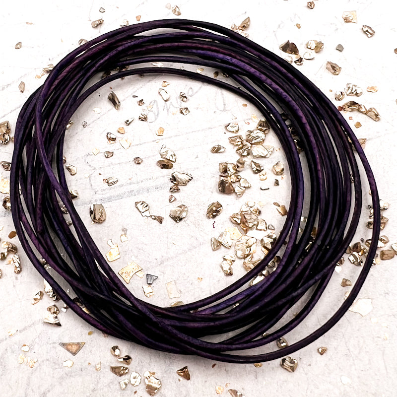 1mm Natural Purple Round Leather