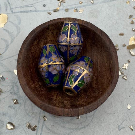 Cobalt Blue Cloisonne Focal Bead - Tucson Find