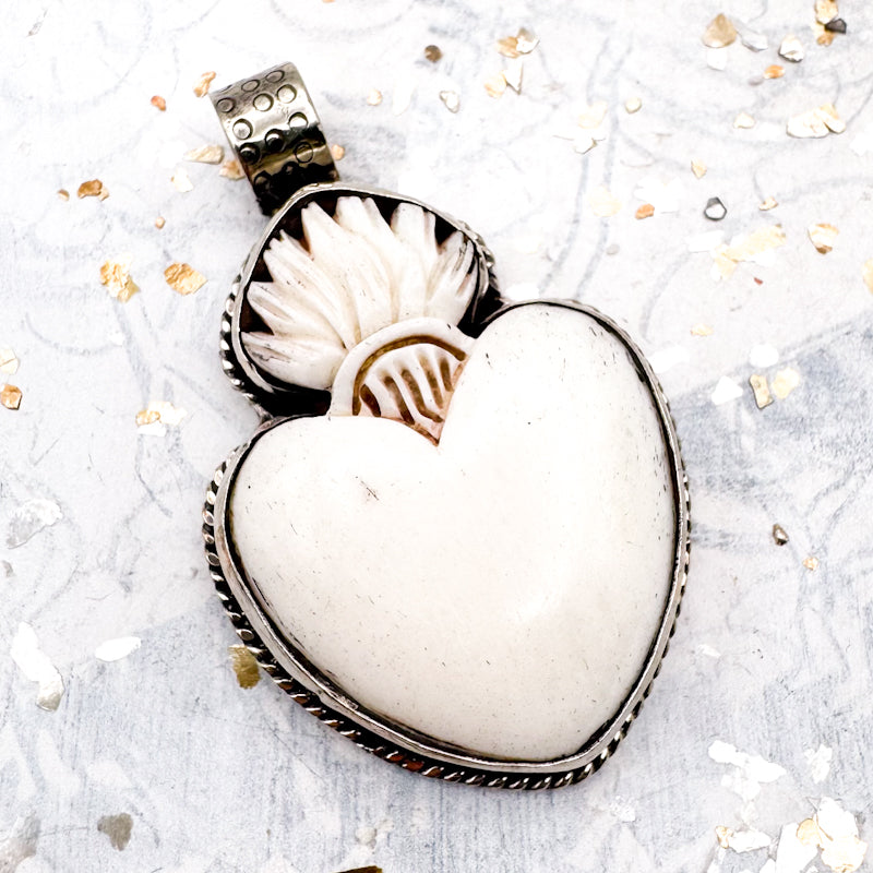 Pre-Order Bone Sacred Heart Nepal Pendant