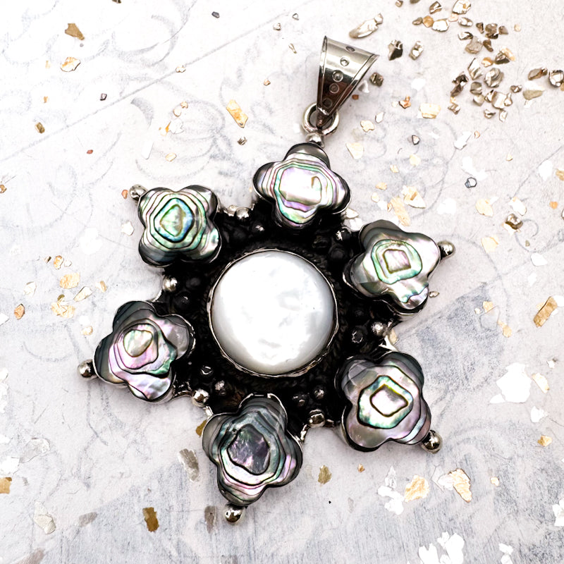 Mother of Pearl Snowflake Nepal Pendant